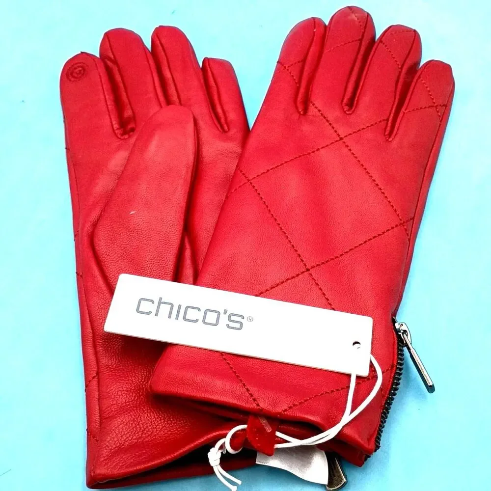 Chico's Red Leather Gloves - Size Small - NWT